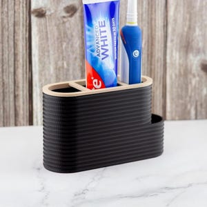 Bathroom Toothbrush Holder – Compact Sink Tidy with Draining Base and Three Compartments