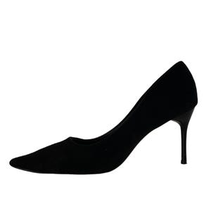 Elegant Black Faux Suede Pumps – Classic High Heels, 8cm, Size 37.5