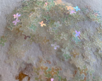 Nouvel article : 7 g ~ 30 g de paillettes de 7 mm, 4 pétales de fleurs de couleur cristalline AB