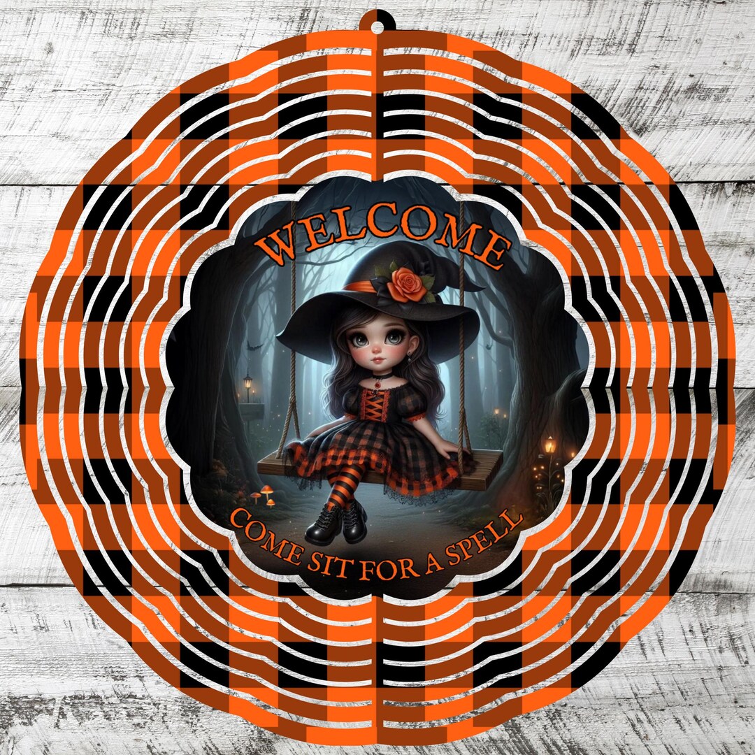 Halloween Witch Wind Spinner: Porch Sign, Fall Yard Decor (digital ...