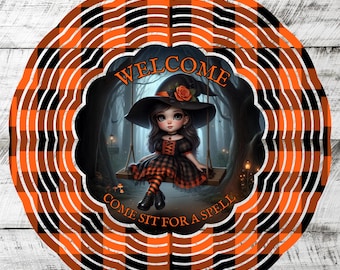 Halloween Witch Wind Spinner: Porch Sign, Fall Yard Decor (Digital Download