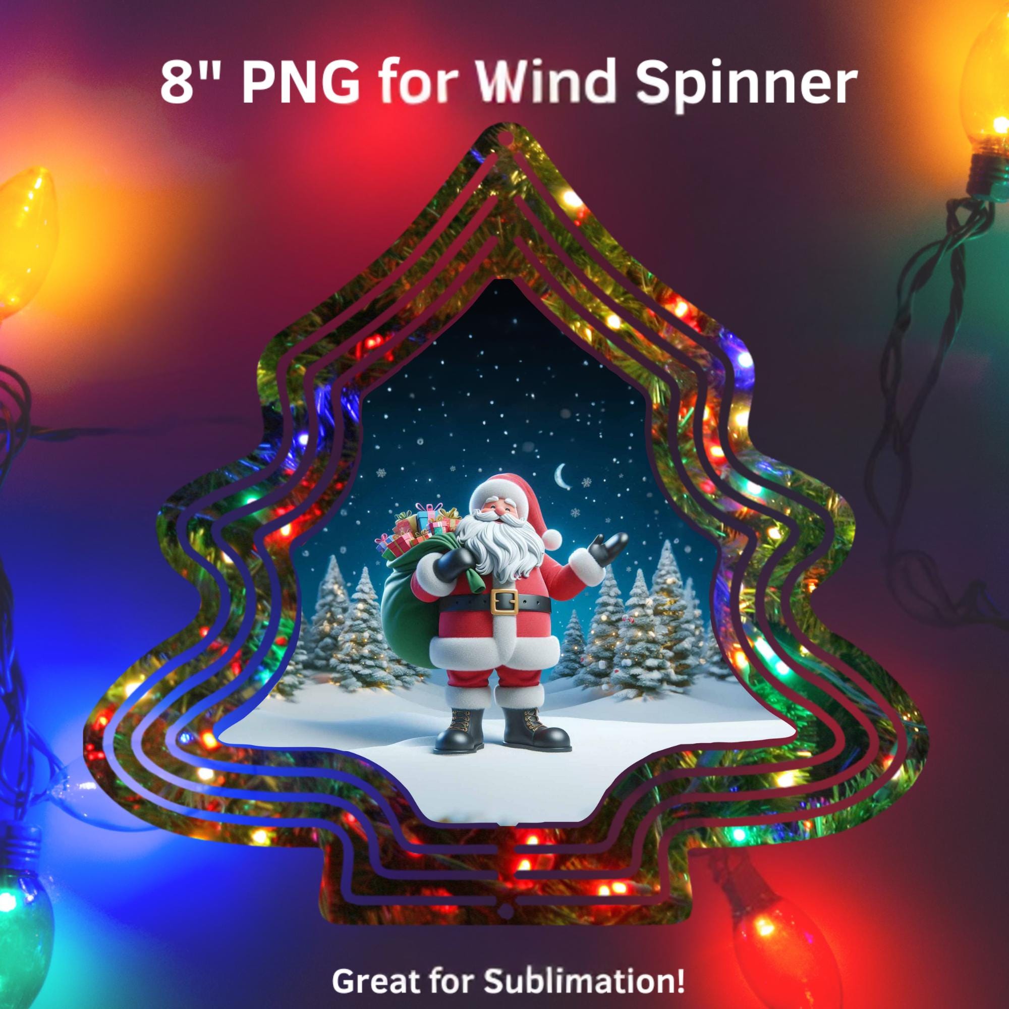 Santa Claus Wind Spinner PNG: Christmas Tree Sublimation Design ...