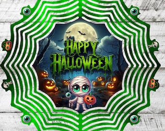 Green Happy Halloween Wind Spinner PNG