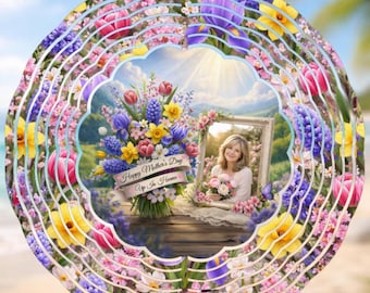 Mother’s Day Memorial Wind Spinner PNG | Up in Heaven | Add Photo | Mom Remembrance Sublimation Design