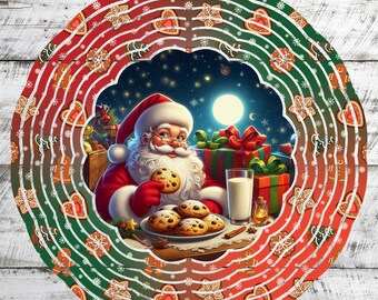 Molinillo de viento con forma de galleta de Papá Noel (PNG): Diseño navideño para sublimación (descarga digital)