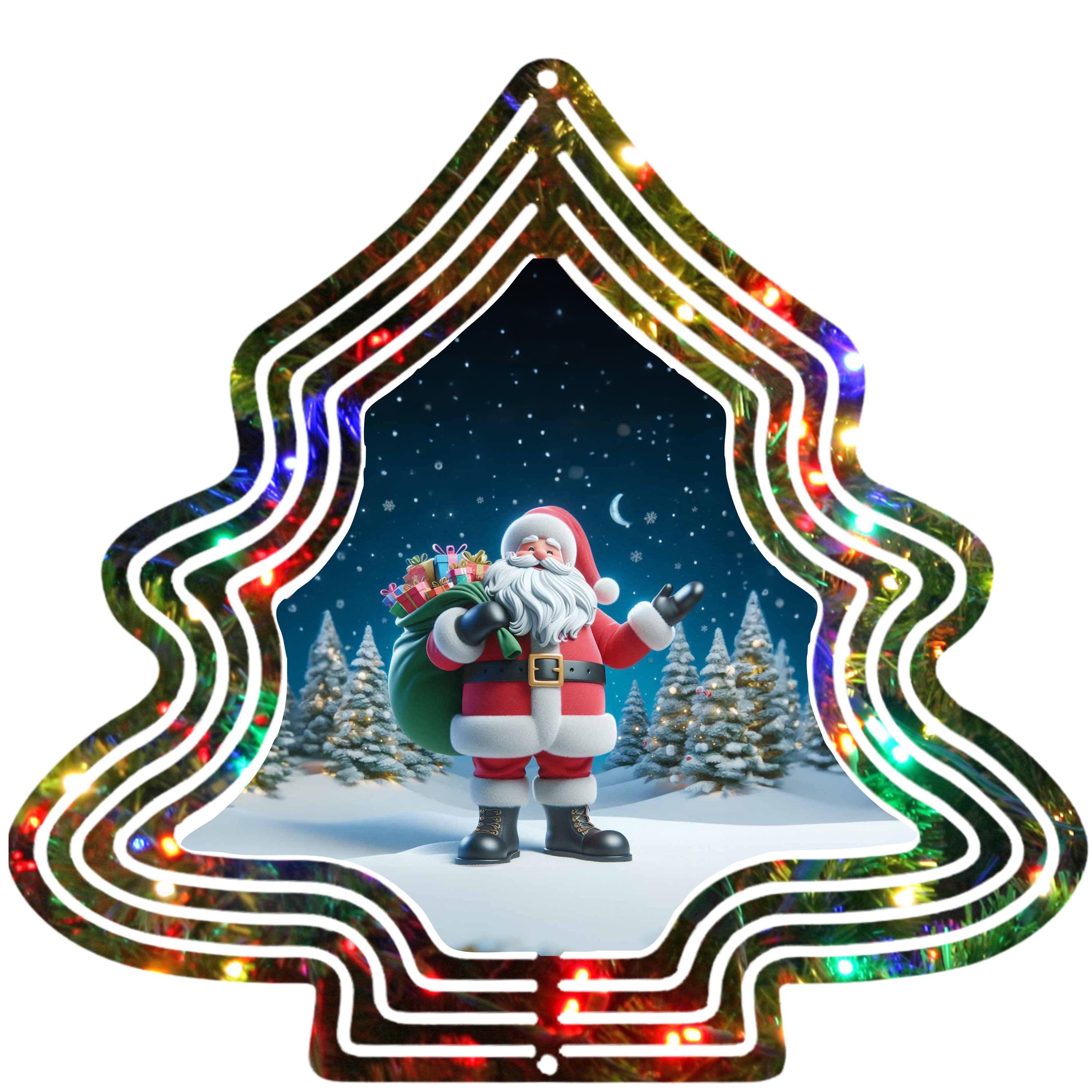 Santa Claus Wind Spinner PNG: Christmas Tree Sublimation Design ...