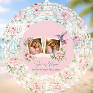Mothers Day Hummingbird Wind Spinner PNG Mom Photo Frame Spinner Design Personalized Mom Spinner Sublimation File Insert Your Own Photo