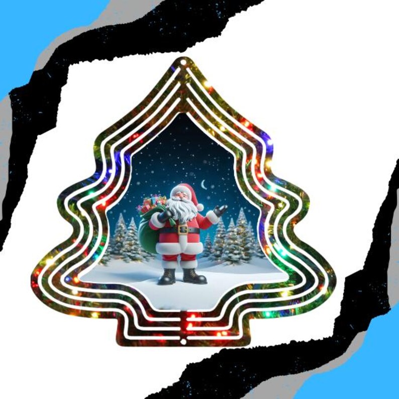 Santa Claus Wind Spinner PNG: Christmas Tree Sublimation Design ...