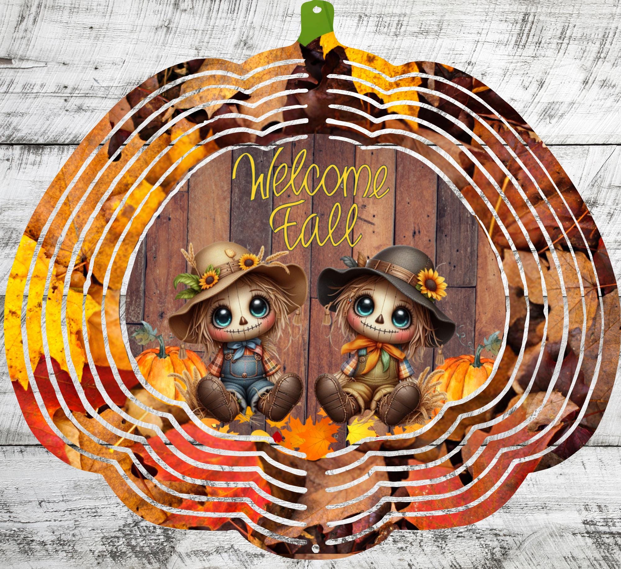 thumbnail image 2 of Pumpkin Wind Spinner, Fall Rustic Sunflower Bow Fall 2 of 12