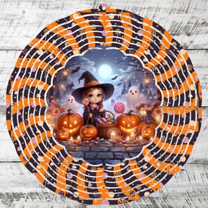 Cute Witch Halloween PNG | Candy Wind Spinner Art | Trick or Treat Girl Sublimation | 8 Inch Halloween Spinner Digital Download