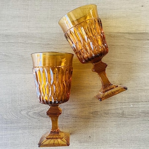 Indiana Glass Co. Amber Mount Vernon 5&quot; Wine Goblets - Set of 2