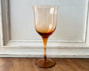 Large Bowl Stemmed Sunset Amber Wine/Water Goblet - 1 available