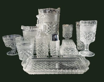 thumbnail interactive-video image 1 of Vintage Anchor Hocking Wexford Diamond Pattern Drinkware Glasses – YOUR CHOICE Of Piece – Mid-Century Modern Clear Glass 1 of 4