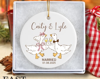 Décoration de Noël personnalisée pour jeunes mariés : M. et Mme, date du mariage