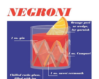 Stampa digitale della ricetta del cocktail Negroni