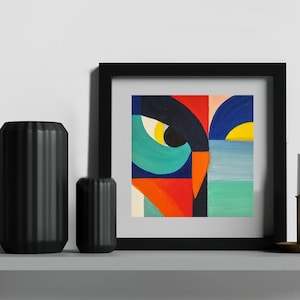 Colorful Abstract Owl Painting – Original Oil on Canvas, Modern Animal Wall Art, Bold Geometric Bird Portrait, Unique Home Decor Piece
