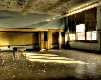 Chicago Neglected Beauty, Abandoned Building, Surreal Fine Art, Chicago Architectural color photography "School's Out Forever"