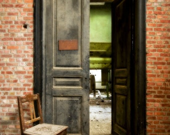 Neglected Beauty, Abandoned Building, Surreal Fine Art, Belgium Architectural color photography "Please Knock"