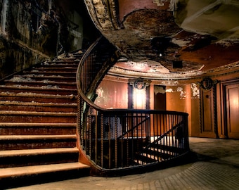 Neglected Beauty, Fine Art Print, Abandoned Building, Chicago Architecture, color photography "Back Stairs Elegance"