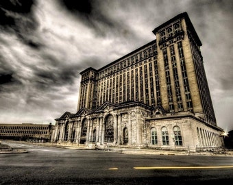 Abandoned building photography surreal architecture detroit  neglected beauty"Michigan Central Station"