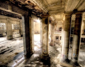 Detroit Neglected Beauty, Abandoned Building, Surreal Fine Art, Architecture interior color photography "The Rooms Whisper"