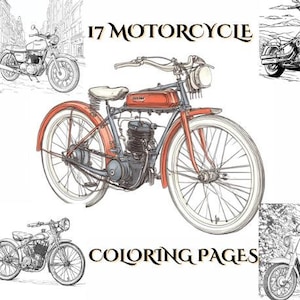 Motorcycle Coloring Pages, Bikes Adults Printable Grayscale Coloring , Motorbike  17 Digital Coloring Book Pages, Intricate Motorbike Design