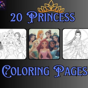 20 PRINCESS Coloring pages, Coloring Pages Printable for Children, Digital Instant Download, Princesses Games, For girls