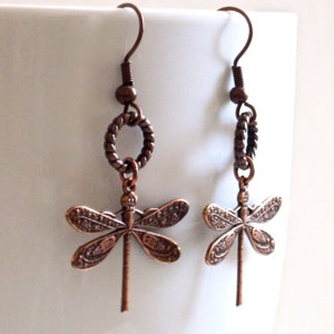 Copper Dragonfly Earrings Dragonfly Jewelry, Nature Jewelry, Garden Jewelry, Dragonfly Gift, Gift For Woman, Birthday Gift, Nature Lover image 5