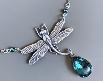 Collar de libélula - Azul Montana, Joyería de libélula, Plata, Joyería natural, Regalo natural, Regalo para mujer, Regalo de libélula, Regalo de cumpleaños