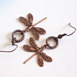 Copper Dragonfly Earrings Dragonfly Jewelry, Nature Jewelry, Garden Jewelry, Dragonfly Gift, Gift For Woman, Birthday Gift, Nature Lover image 7