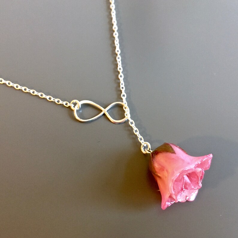 Pink Rosebud Infinity Lariat Necklace Real Rose Necklace - Etsy