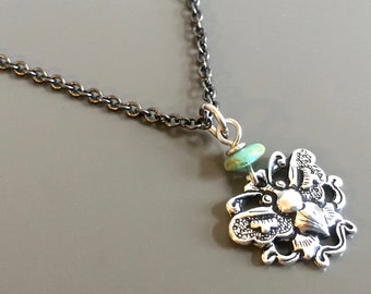 Collar de mariposa pequeño - Mariposa de plata, Joyas de mariposa, Joyas de la naturaleza, Collar de turquesa, Joyas de jardín, Regalo para mujer, Niña