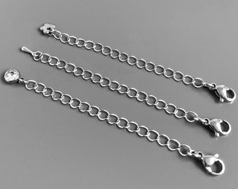 Extender Chain - Stainless Steel, Three Inch Extension Chain, Silver Extender, Lengthen Necklace, Longer Necklace, Makes Necklace Longer