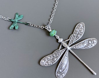 Collana libellula d'argento - turchese, gioielli libellula, gioielli naturali, regalo per donna, festa della mamma, compleanno, laurea, regalo libellula