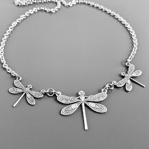 Silver Dragonfly Necklace - Small Dragonfly Necklace, Nature Jewelry, Mom Gift, Mother and Child, Gift for Woman, Christmas, Dragonfly Gift