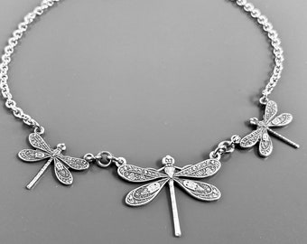 Silver Dragonfly Necklace - Small Dragonfly Necklace, Nature Jewelry, Mom Gift, Mother and Child, Gift for Woman, Christmas, Dragonfly Gift