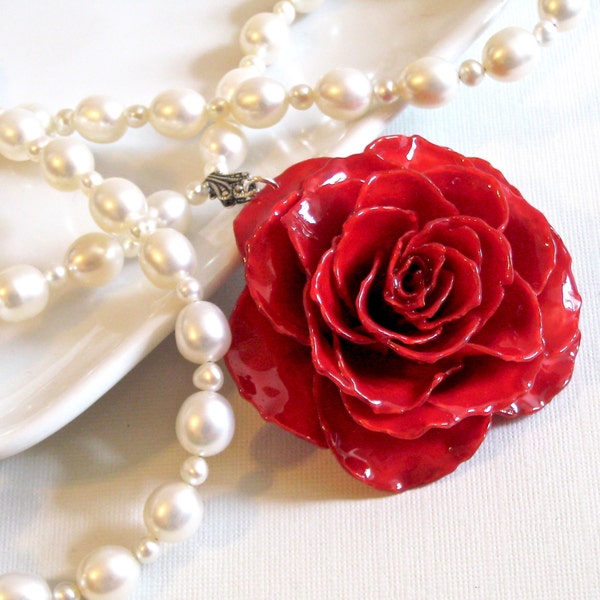 Red Rose Necklace - Etsy