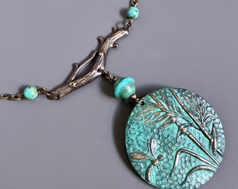 Dragonfly Medallion Necklace - Dragonfly Jewelry, Large Dragonfly Necklace, Dragonfly Gift, Nature Jewelry, Nature Gift, Gift for Woman
