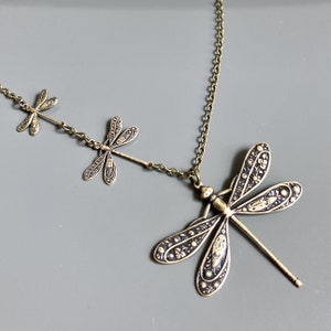 Brass Dragonfly Necklace Dragonfly Jewelry, Nature Jewelry, Garden Jewelry, Dragonfly Gift, Nature Gift, Gift for Woman, Birthday Gift image 4