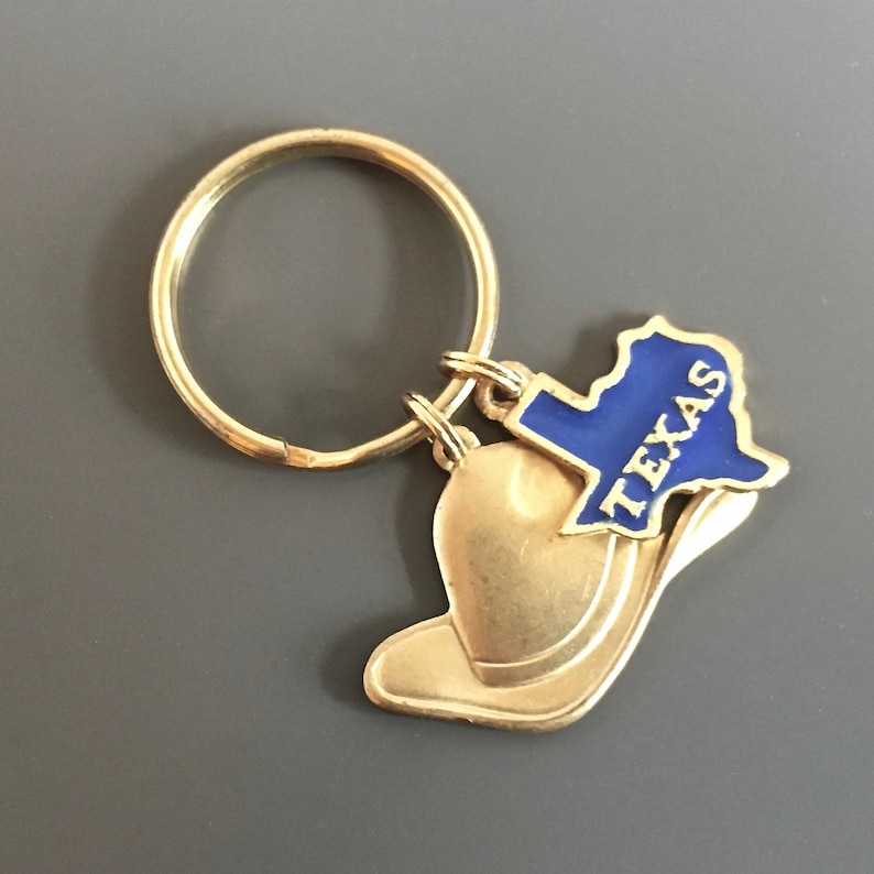 Texas Keychain Key Ring Key Chain Cowboy Hat Texas gift Etsy