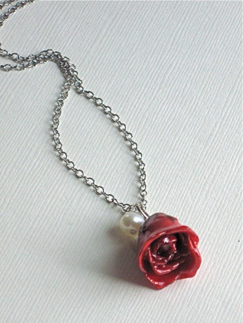 Real Red Rose Bud Necklace Real Flower Necklace Real Flower - Etsy