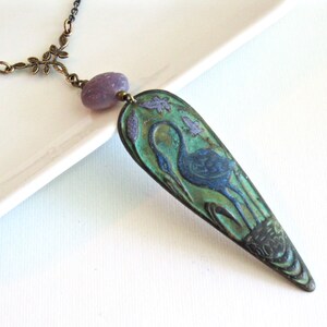 Blue Heron Necklace Patina Jewelry, Nature Jewelry, Bird Jewelry, Bird Necklace image 1