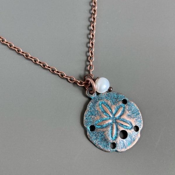 Small Sand Dollar Necklace - Ocean Jewelry, Beach Jewelry, Patina Jewelry, Beach Wedding, Beach Lover Gift, Gift for Woman, Teen Girl Gift