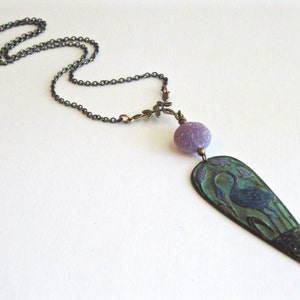 Blue Heron Necklace Patina Jewelry, Nature Jewelry, Bird Jewelry, Bird Necklace image 2