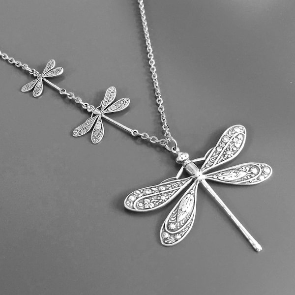 Bijoux libellule en argent - Collier libellule en argent, cadeau pour femme, cadeau libellule, cadeau jardin, cadeau d'anniversaire, fête des mères