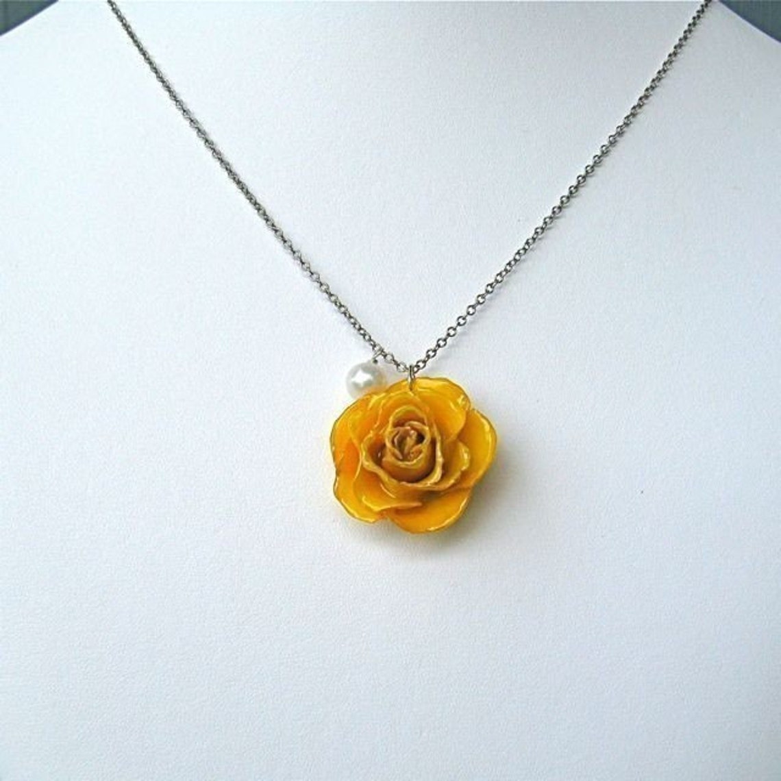 Real Yellow Rose Necklace Preserved Flower Jewelry Nature Etsy