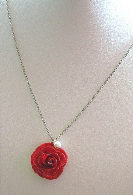 Real Flower Necklace Red Real Rose Natural Preserved Real - Etsy