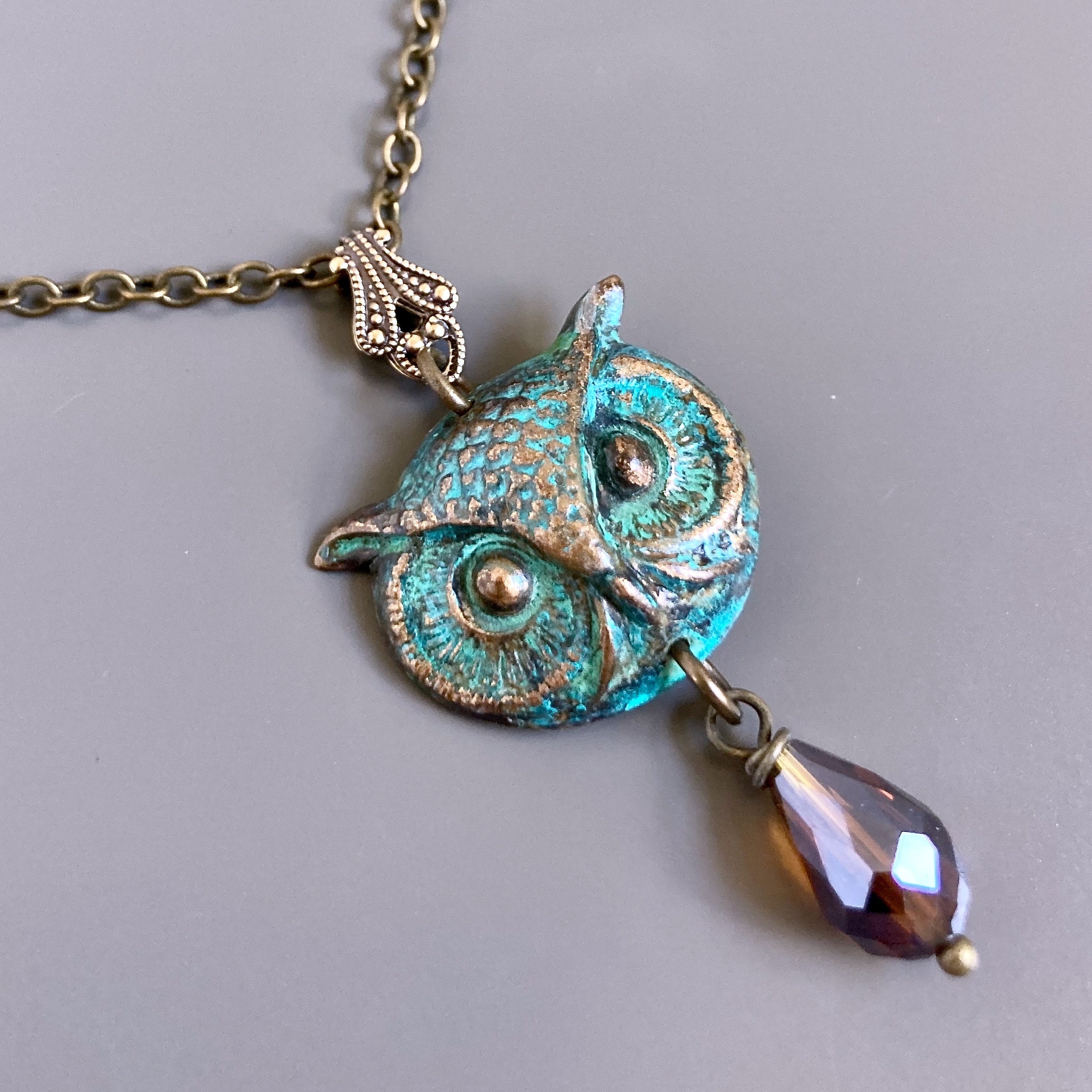 Owl Necklace - Patina Necklace - Owl Jewelry, Bird Necklace, Bird Jewelry, Nature Jewelry, Nature Gi
