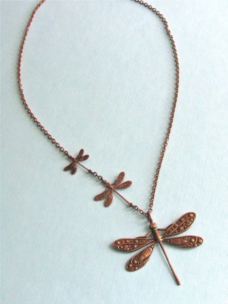 Copper Dragonfly Necklace Dragonfly Jewelry, Nature Jewelry, Gift for Woman, Mothers Day Gift, Birthday, Graduation, Dragonfly Gift image 7