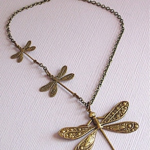 Brass Dragonfly Necklace Dragonfly Jewelry, Nature Jewelry, Garden Jewelry, Dragonfly Gift, Nature Gift, Gift for Woman, Birthday Gift image 7